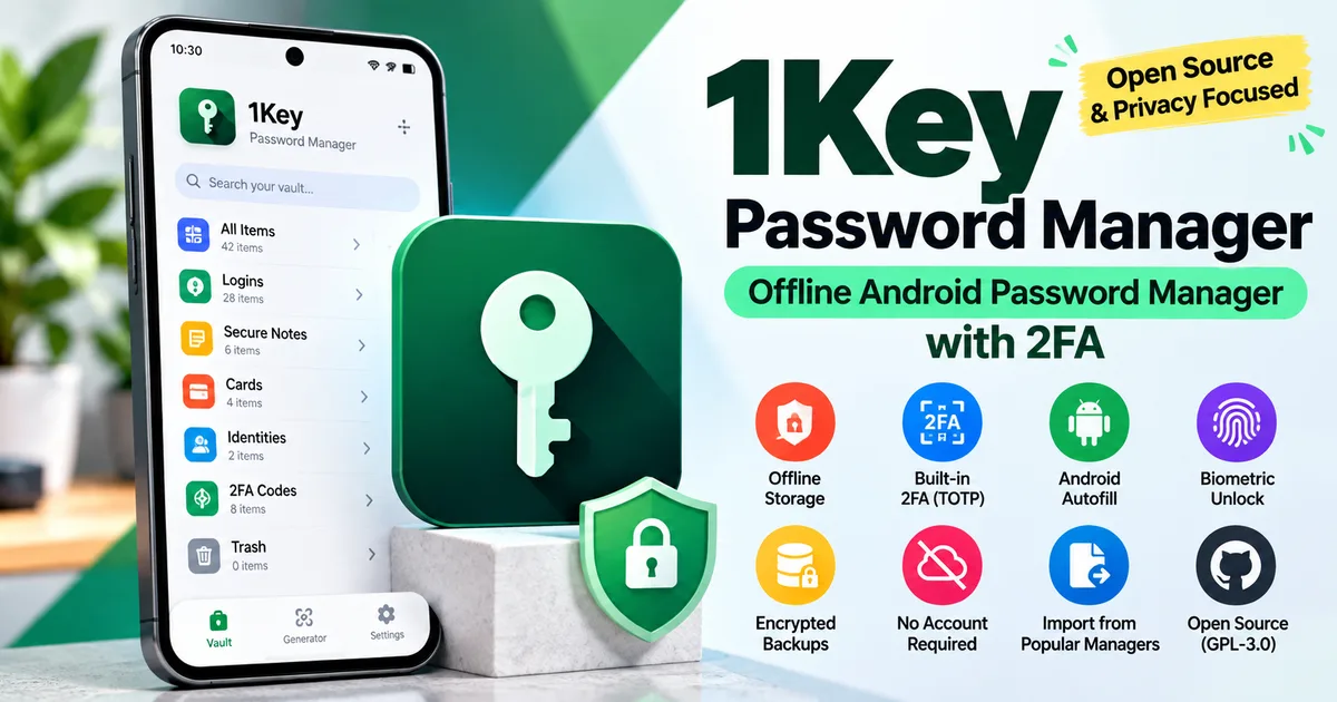 1Key Password Manager: Offline Android Password Manager with 2FA