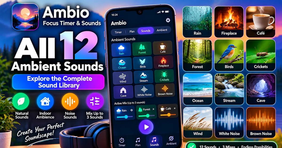 Ambio Sounds: All 12 Ambient Sounds Available in the App